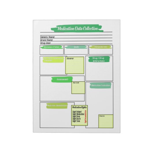 Bloc-note Modèle de médicaments pour étudiants en soins de s (Tourné)