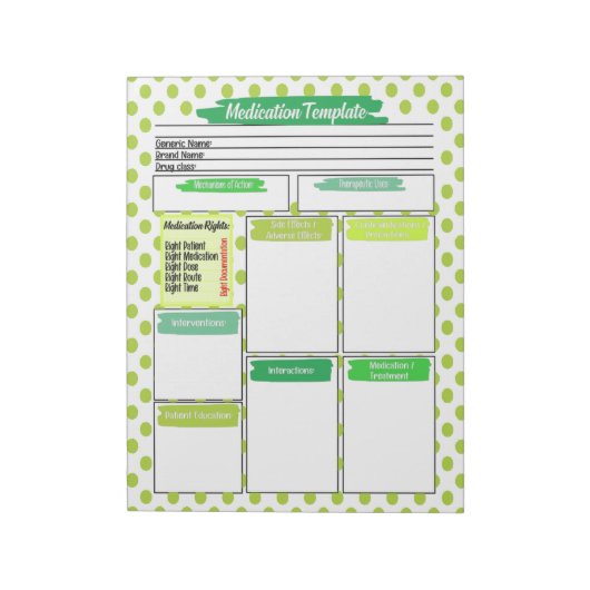 Bloc-note Modèle de médicaments pour les étudiants en soins  (Tourné)