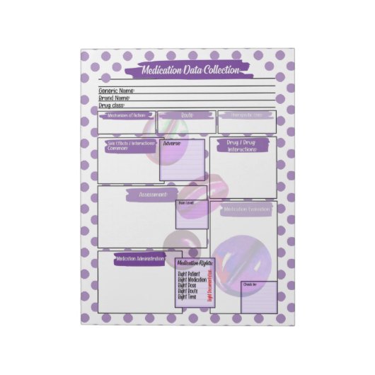 Bloc-note Modèle de médicaments pourpre pour les étudiants e (Tourné)