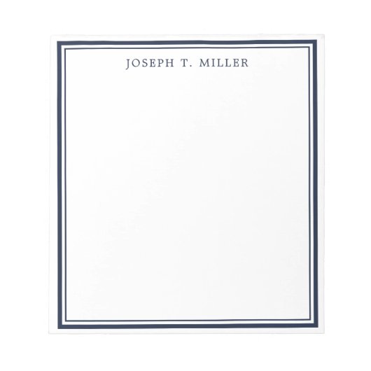 Bloc-note Modèle de nom personnalisé bleu marine professionn (Devant)