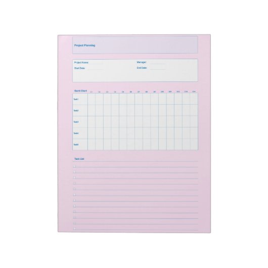 Bloc-note Modèle de planification de projet, feuille de plan (Tourné)