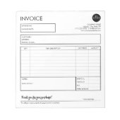 Bloc-note Modèle de réception de facture personnalisée minim (Devant)
