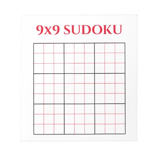 Bloc-note Modèle de Sudoku 9x9 Simple Red Notepad (Devant)