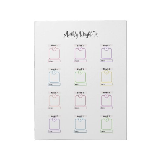 Bloc-note Modèle de suivi de perte de poids personnalisable (Tourné)