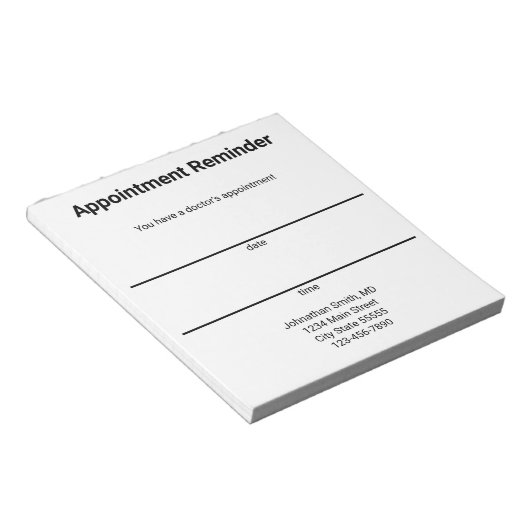 Bloc-note Modèle d'entreprise de rappel de rendez-vous médic (Incliné)