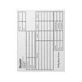 Bloc-note Modèle d'entreprise simple noir et blanc de récept (Tourné)