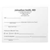 Bloc-note Modèle d'excuse de médecin Cabinet Médical Noir et (Devant)