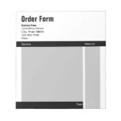 Bloc-note Modèle du formulaire de commande de gris noir (Devant)
