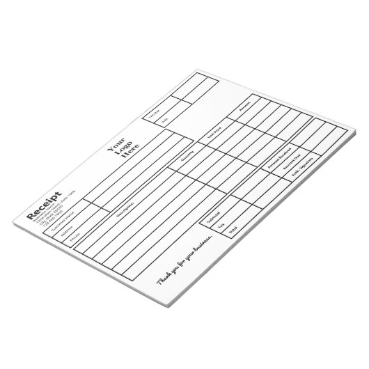 Bloc-note Modèle du logo d'entreprise noir et blanc (Incliné)