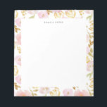 Bloc-note Modèle floral rose et or Foil personnalisé<br><div class="desc">Bloc-notes floral personnalisable. Il présente un motif floral de fleurs d'aquarelle rose,  de fleurs de feuilles d'or et d'accents de verdure. Personnalisez en ajoutant des noms et d'autres détails Ce bloc-notes floral rose est parfait comme cadeau.</div>