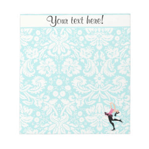 Bloc-note Modèle turquoise Damask Patinage sur glace