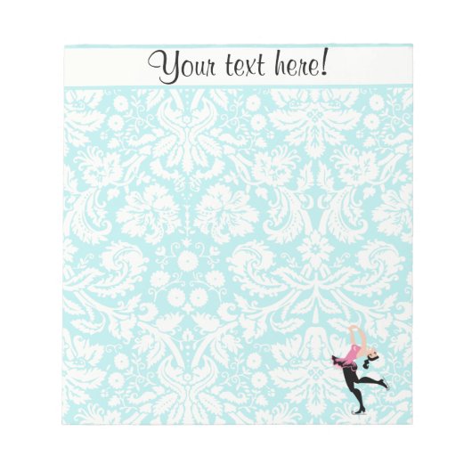 Bloc-note Modèle turquoise Damask Patinage sur glace (Devant)