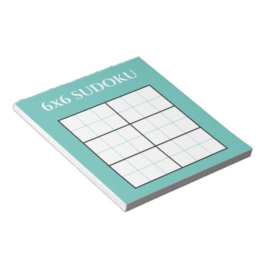 Bloc-note Modèle Turquoise simple 6x6 Sudoku Grid (Incliné)