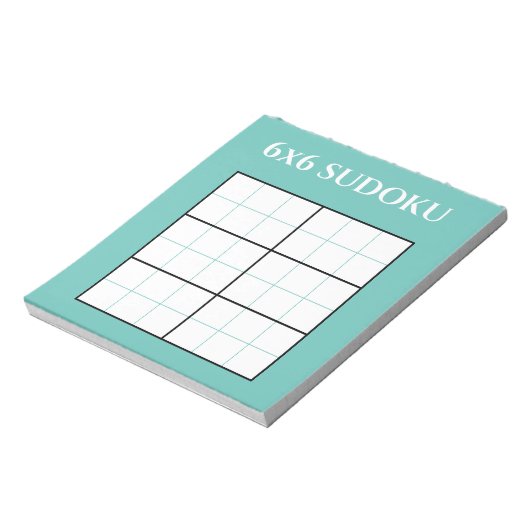 Bloc-note Modèle Turquoise simple 6x6 Sudoku Grid (Tourné)
