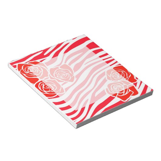 Bloc-note Modèle zèbre + roses rouges (Incliné)