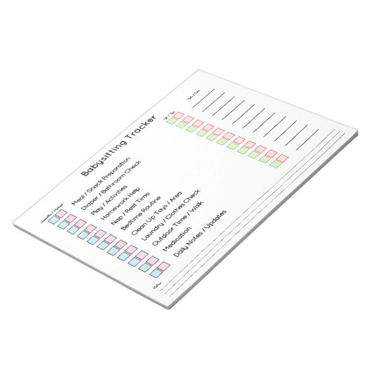 Bloc-note Modern Babysitting Tracker Task Planner (Incliné)