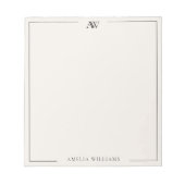 Bloc-note Modern Black and Ivory Minimalist Elegant Monogram (Devant)