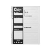 Bloc-note  Modern Black & White Sheets | Blank Recipe Pages (Tourné)