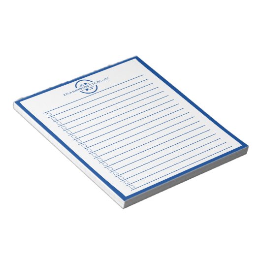 Bloc-note Modern Blue Monogram Name To Do List (Incliné)