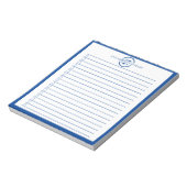 Bloc-note Modern Blue Monogram Name To Do List (Tourné)