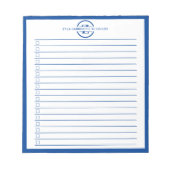Bloc-note Modern Blue Monogram Name To Do List (Devant)