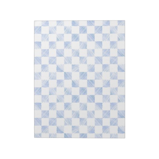Bloc-note Modern Blue strokes Checkered White Pattern (Tourné)