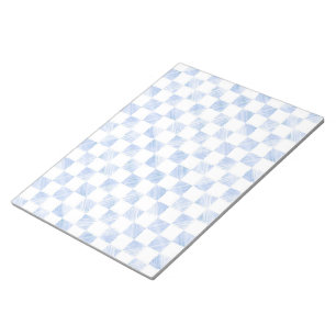 Bloc-note Modern Blue strokes Checkered White Pattern