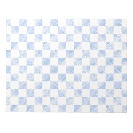 Bloc-note Modern Blue strokes Checkered White Pattern (Devant)