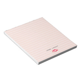 Bloc-note Modern Blush Pink Red Lipstick Kiss Personalized