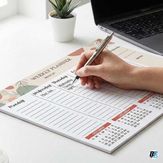 Bloc-note Modern Boho Abstract Botanical Weekly Planner