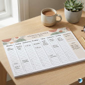 Bloc-note Modern Boho Abstract Botanical Weekly Planner