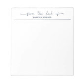 Bloc-note Modern From The Desk Of Navy Blue Stylish Script (Devant)