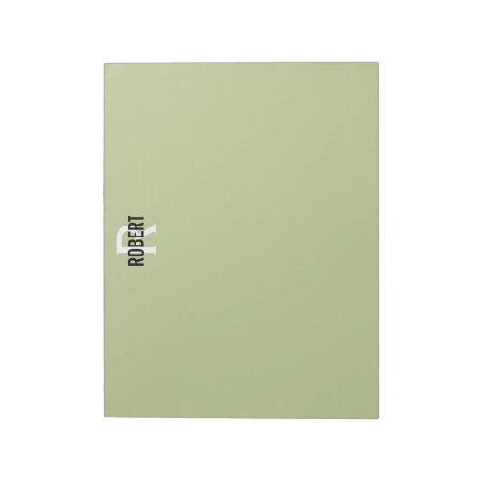Bloc-note Modern green monogram name notepad (Tourné)