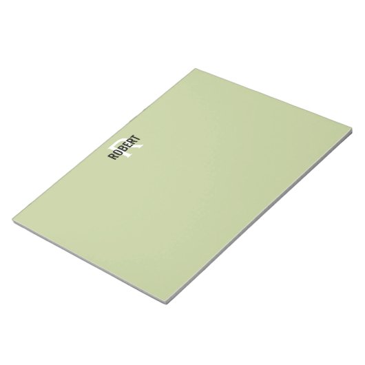 Bloc-note Modern green monogram name notepad (Incliné)