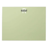 Bloc-note Modern green monogram name notepad (Devant)