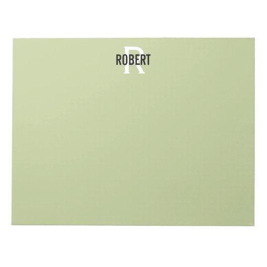 Bloc-note Modern green monogram name notepad (Devant)
