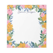 Bloc-note Modern Lush Pink & Yellow Floral Frame (Devant)