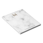 Bloc-note Modern Marble Gold Girly Script Monogram (Incliné)