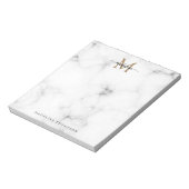 Bloc-note Modern Marble Gold Girly Script Monogram (Tourné)