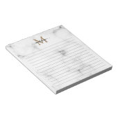 Bloc-note Modern Marble Gold Girly Script Monogram Lined (Incliné)