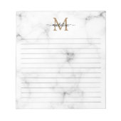 Bloc-note Modern Marble Gold Girly Script Monogram Lined (Devant)