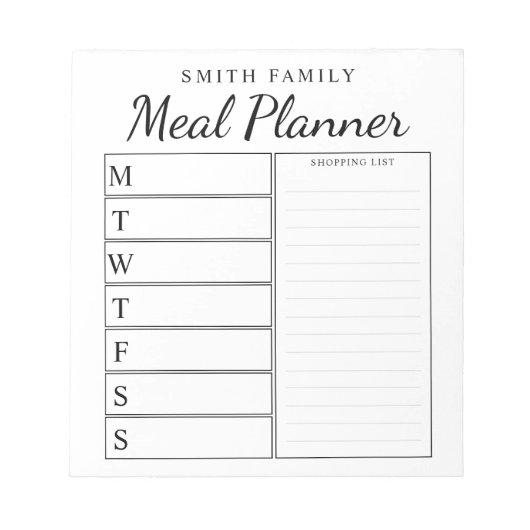 Bloc-note Modern Minimalist Family Meal Planner (Devant)