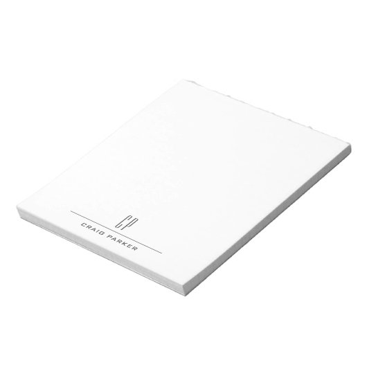 Bloc-note Modern Monogram Name Professional Plain Minimalist (Tourné)
