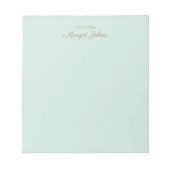 Bloc-note Modern Monogram Simple Stylish Mint Green & Gold (Devant)