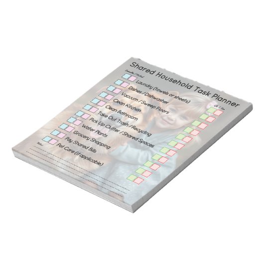 Bloc-note Modern Photo Shared Household Tasks Planner (Tourné)
