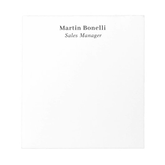 Bloc-note Modern Professional Plain Black & White Classical (Devant)