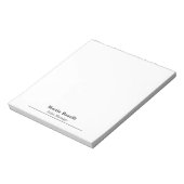 Bloc-note Modern Professional Plain Black & White Name Title (Tourné)