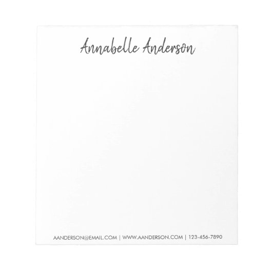 Bloc-note Modern Professional Simple Script Nom (Devant)