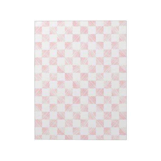 Bloc-note Modern Rose Gold Strokes Checkered White Pattern (Tourné)