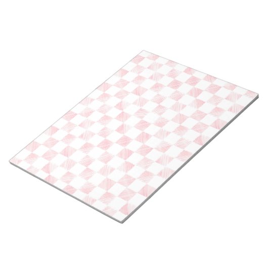 Bloc-note Modern Rose Gold Strokes Checkered White Pattern (Incliné)